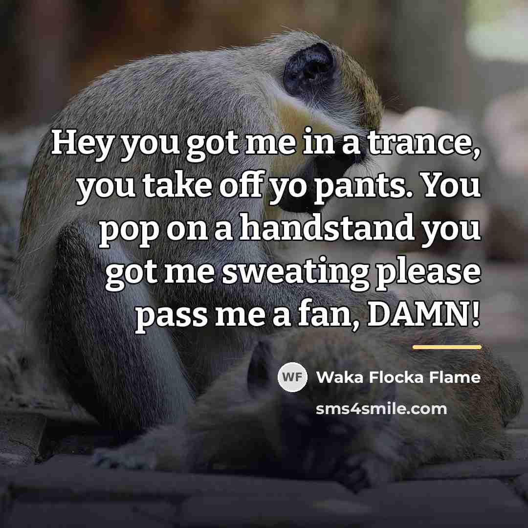 “Hey you got me in a trance, you take off…” quote by Waka Flocka Flame