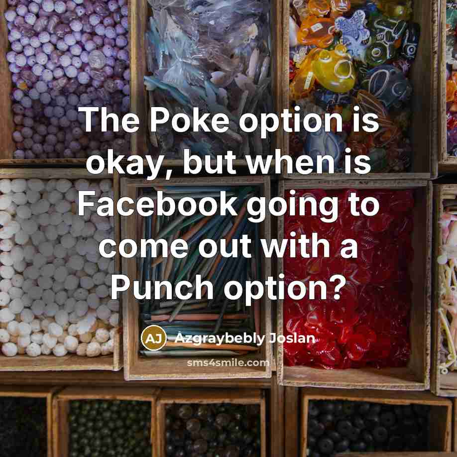 “The Poke option is okay, but when is Facebook going…” quote by Azgraybebly Joslan