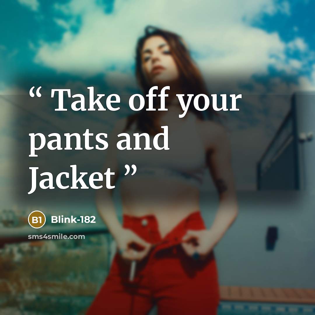 “Take off your pants and Jacket” quote by Blink-182
