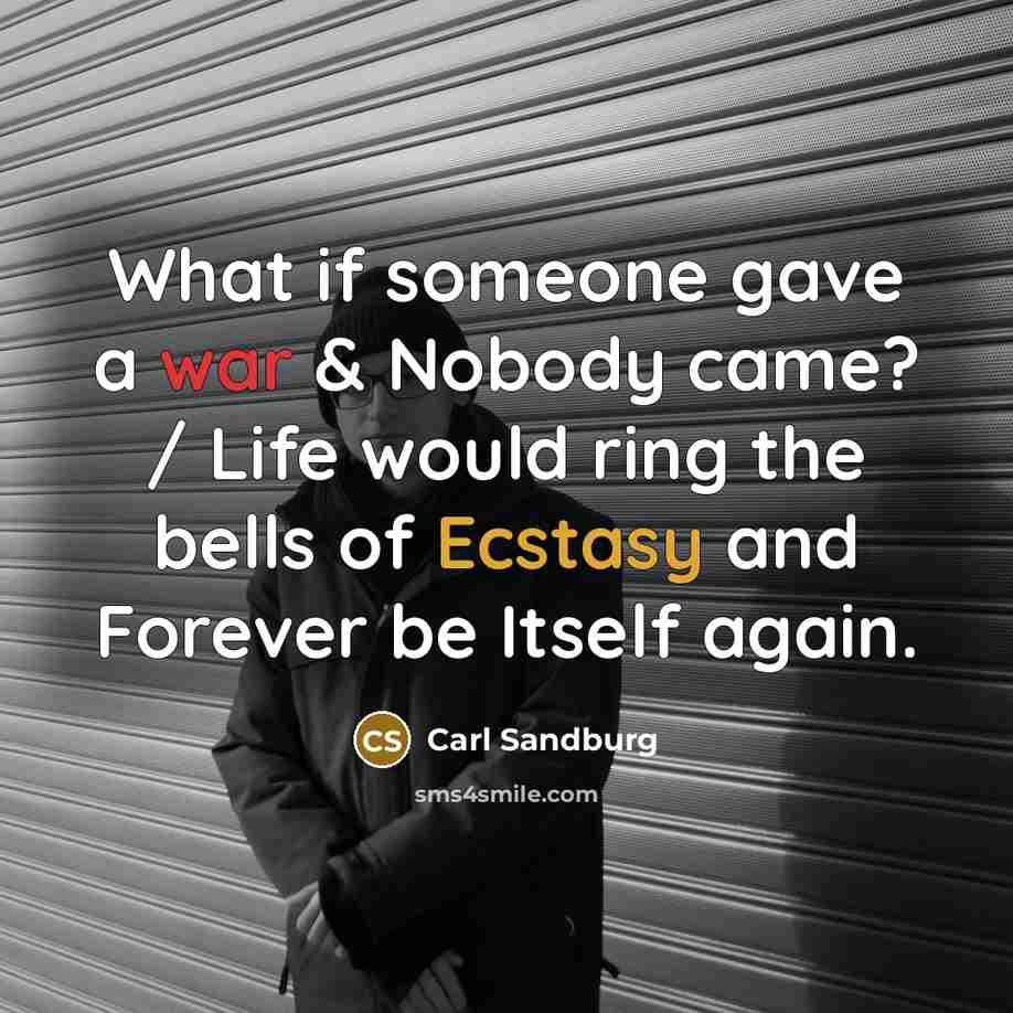 “What if someone gave a war & Nobody came? /…” quote by Carl Sandburg