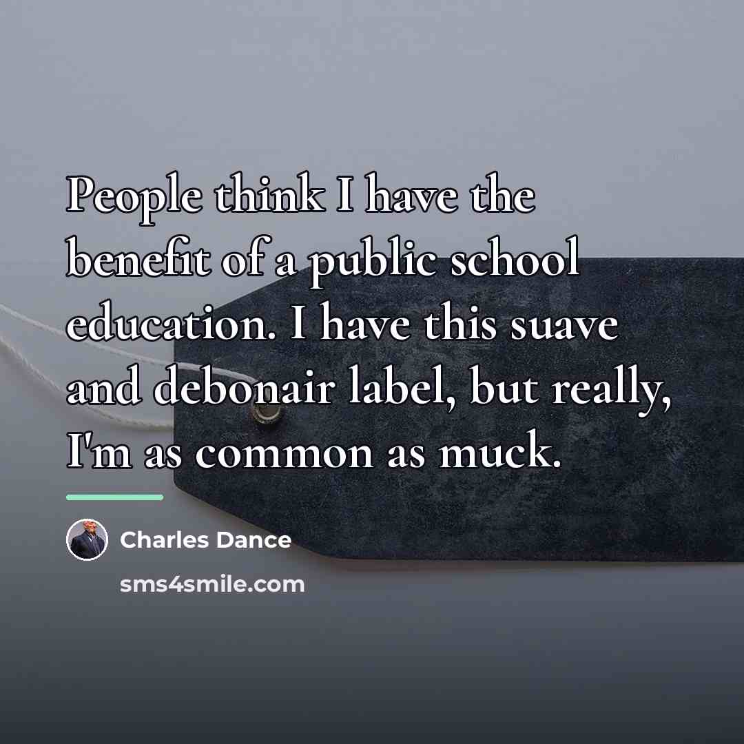 “People think I have the benefit of a public school…” quote by Charles Dance