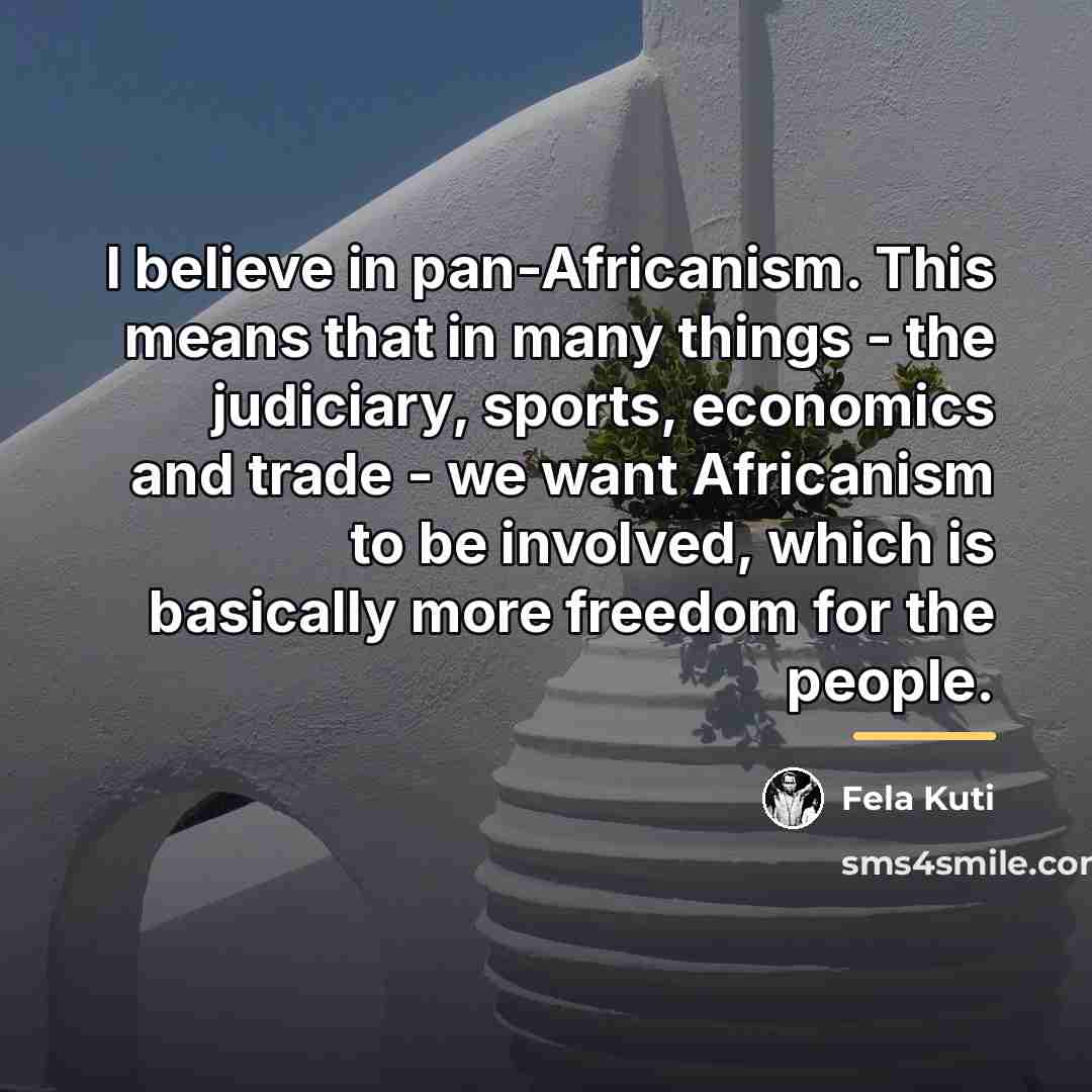 “I believe in pan-Africanism. This means that in many things…” quote by Fela Kuti