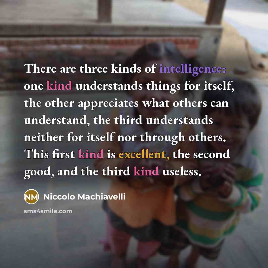 “There are three kinds of intelligence: one kind understands things…” quote by Niccolo Machiavelli
