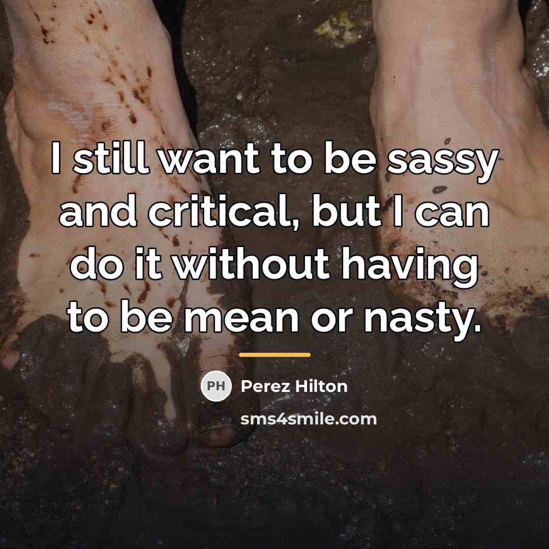 “I still want to be sassy and critical, but I…” quote by Perez Hilton