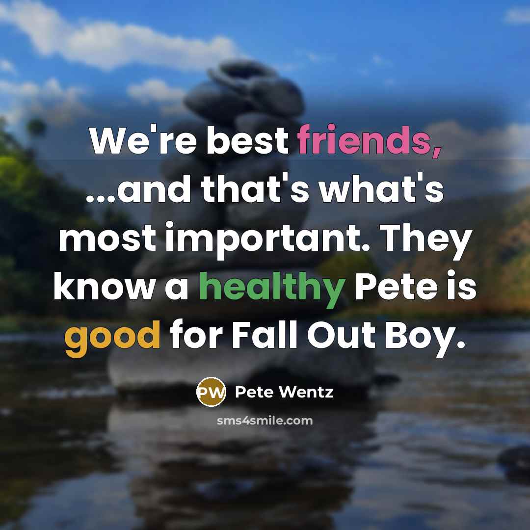 “We're best friends, ...and that's what's most important. They know…” quote by Pete Wentz
