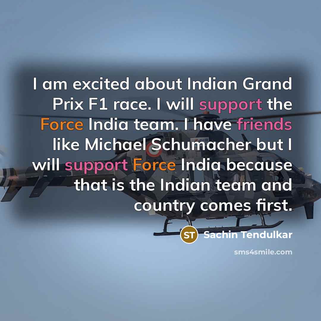 “I am excited about Indian Grand Prix F1 race. I…” quote by Sachin Tendulkar