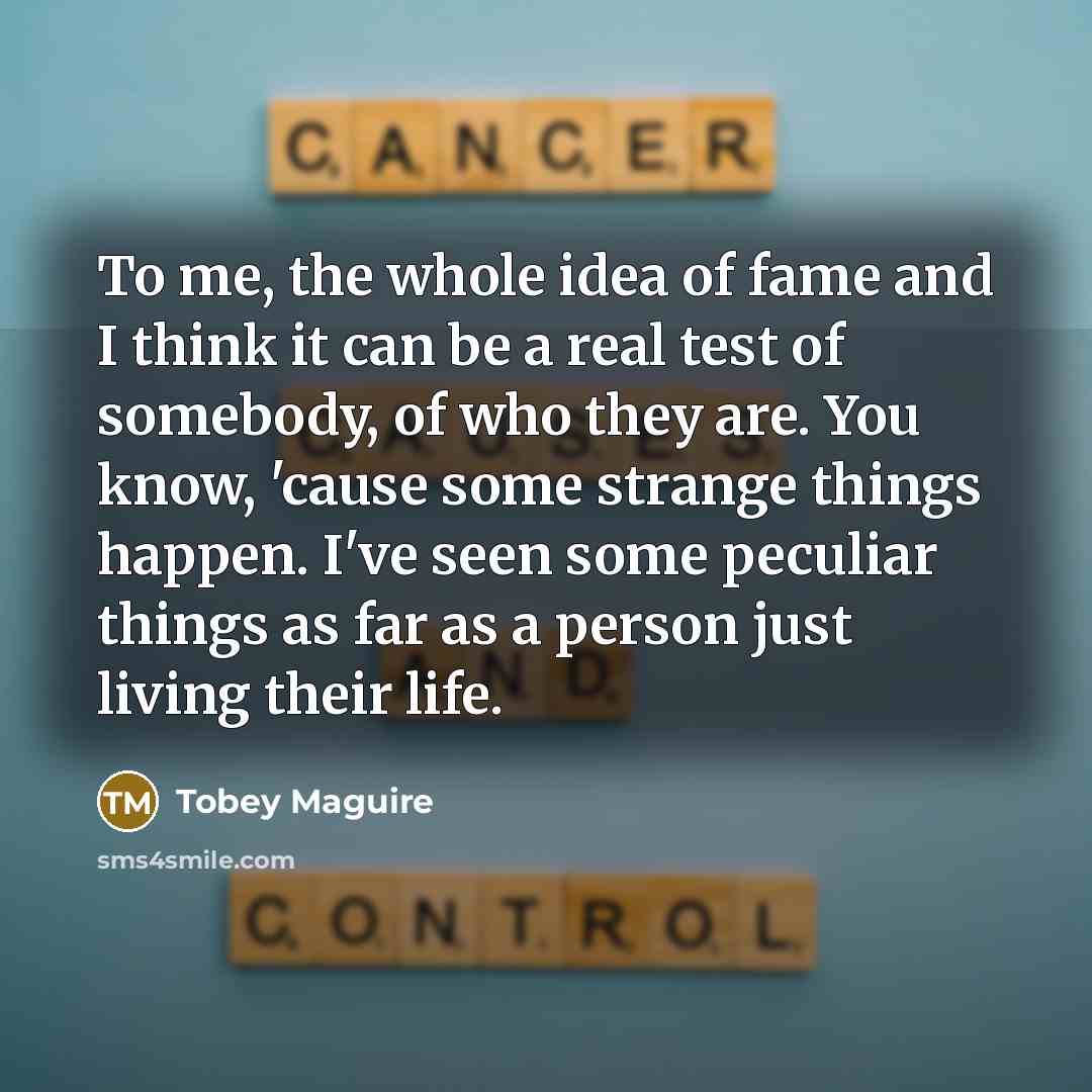 “To me, the whole idea of fame and I think…” quote by Tobey Maguire