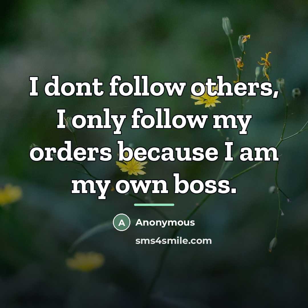 “I dont follow others, I only follow my orders because…” quote by Anonymous