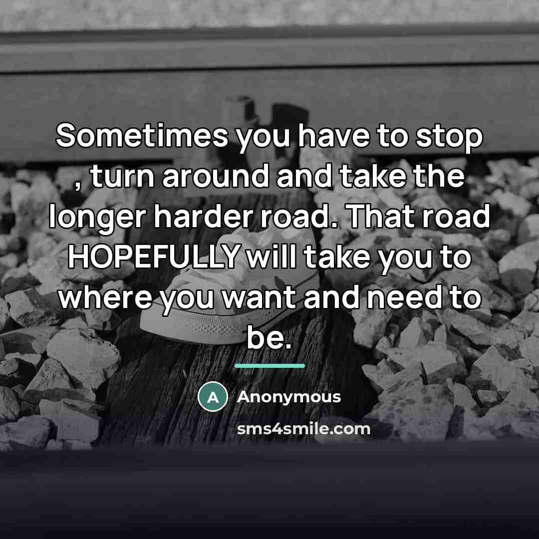 “Sometimes you have to stop , turn around and take…” quote by Anonymous