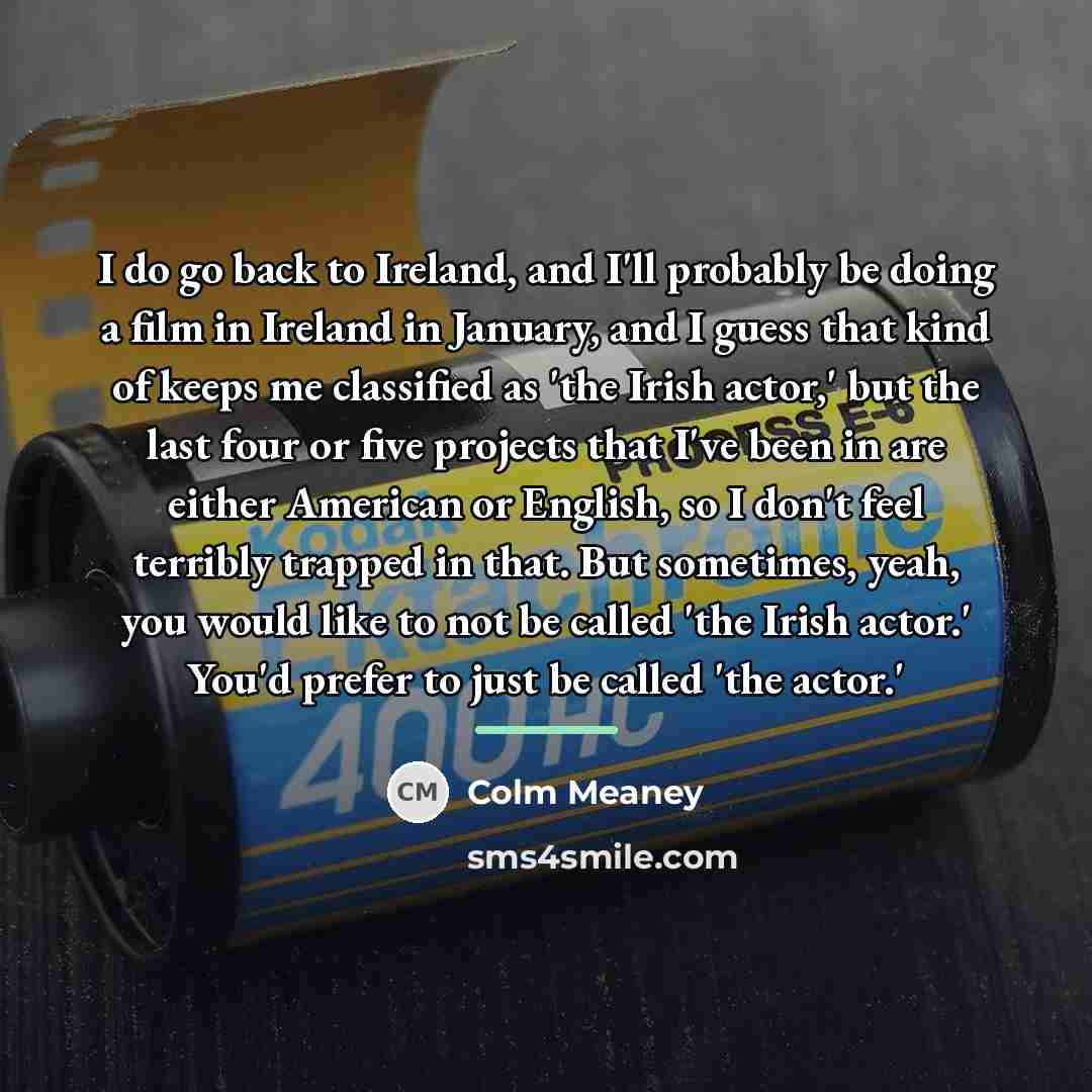 “I do go back to Ireland, and I'll probably be…” quote by Colm Meaney