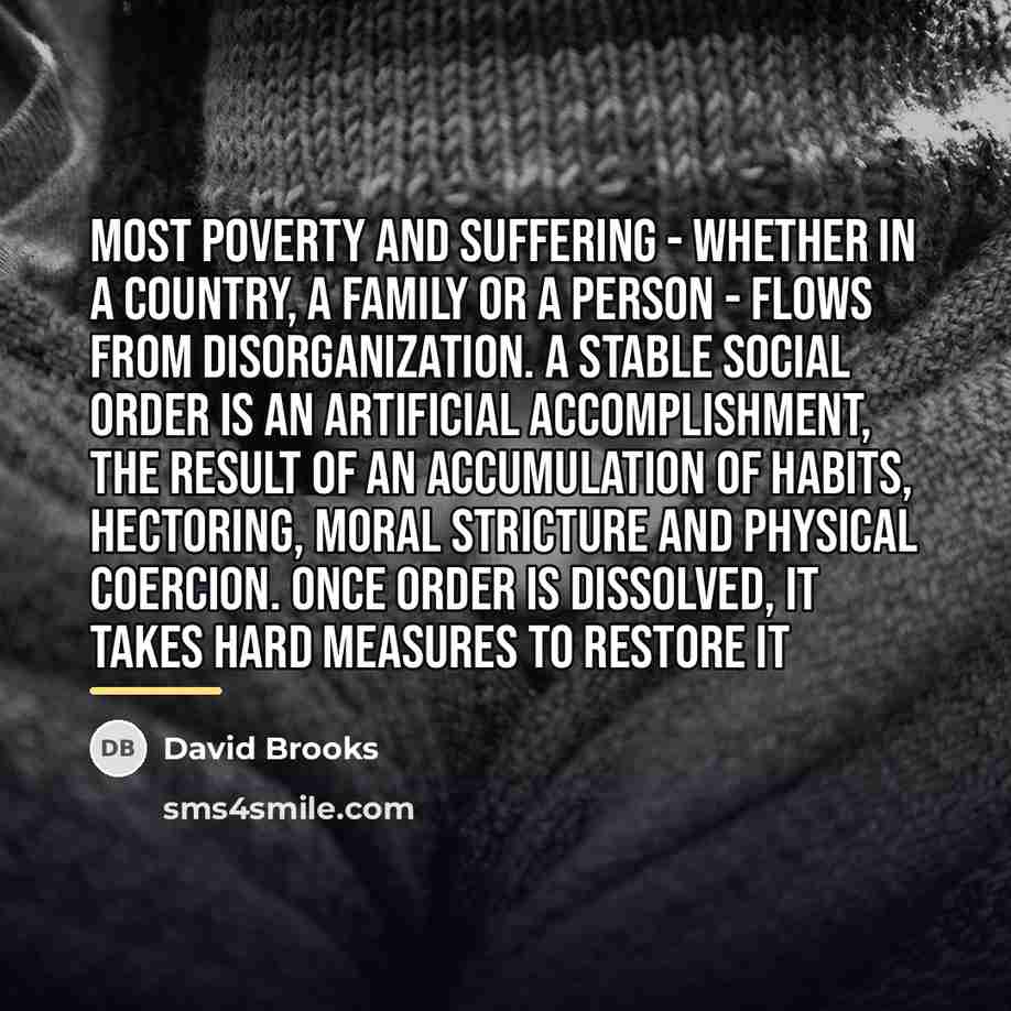 “Most poverty and suffering - whether in a country, a…” quote by David Brooks