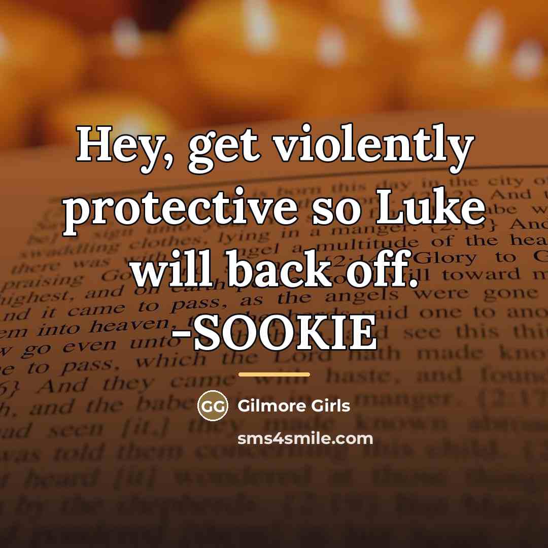 “Hey, get violently protective so Luke will back off. -SOOKIE…” quote by Gilmore Girls