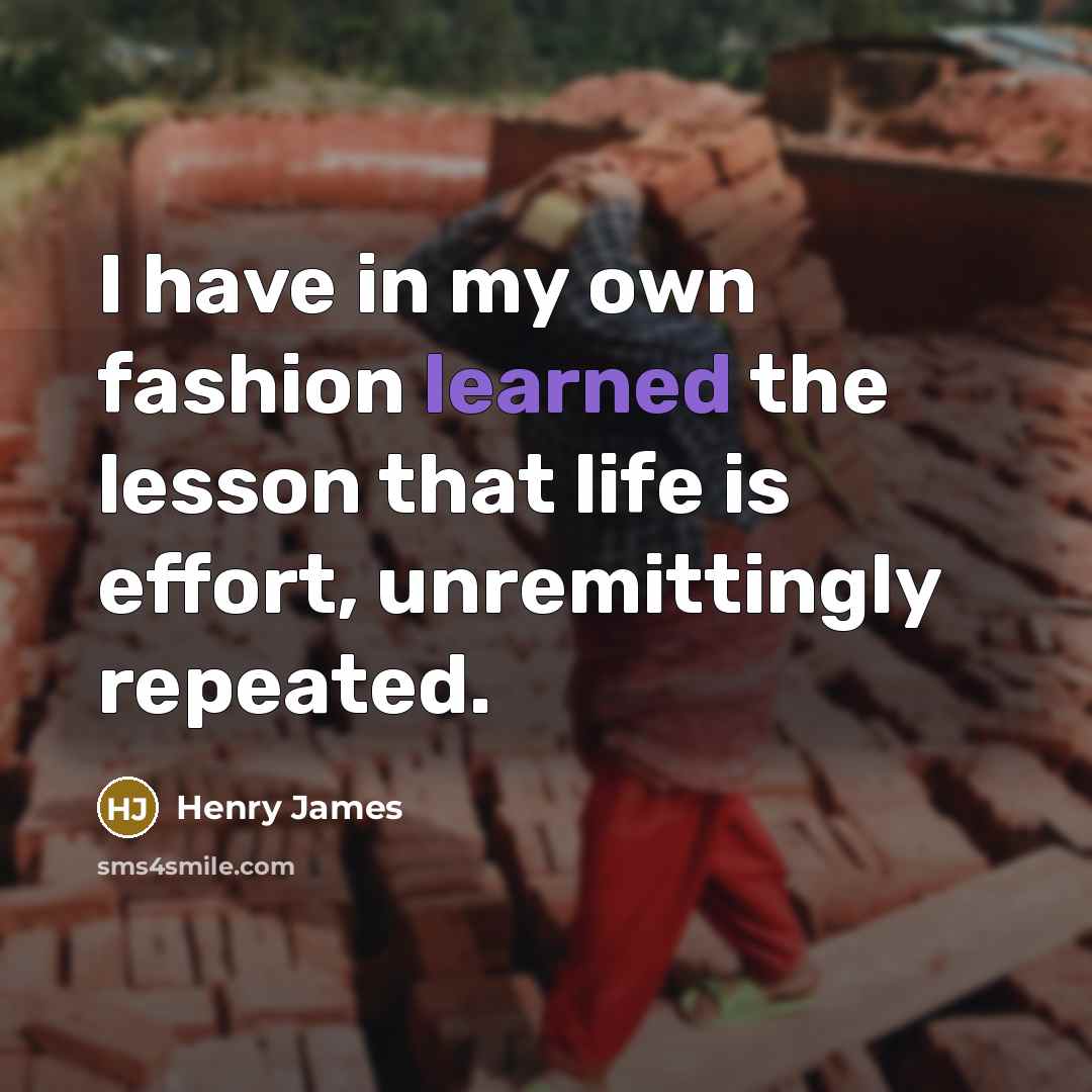 “I have in my own fashion learned the lesson that…” quote by Henry James