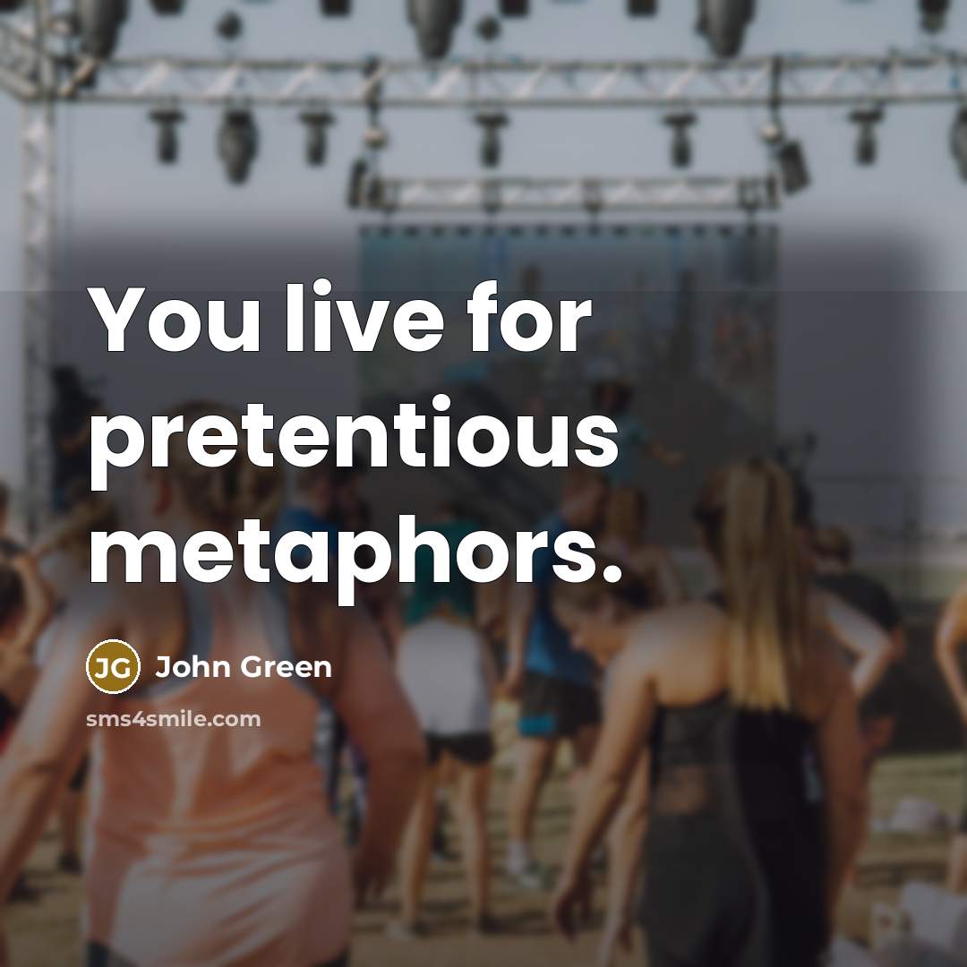 “You live for pretentious metaphors.” quote by John Green
