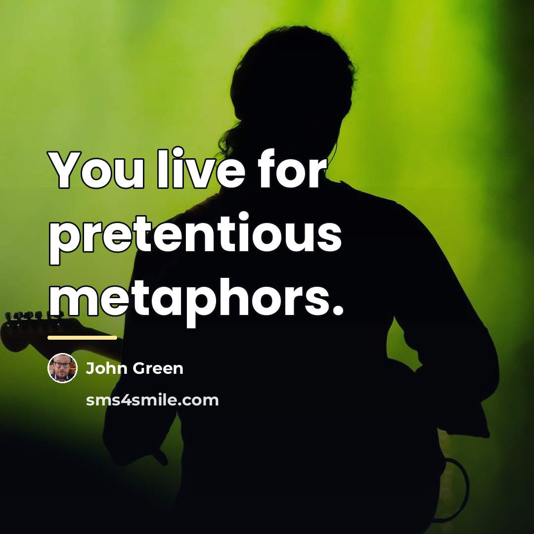 “You live for pretentious metaphors.…” quote by John Green