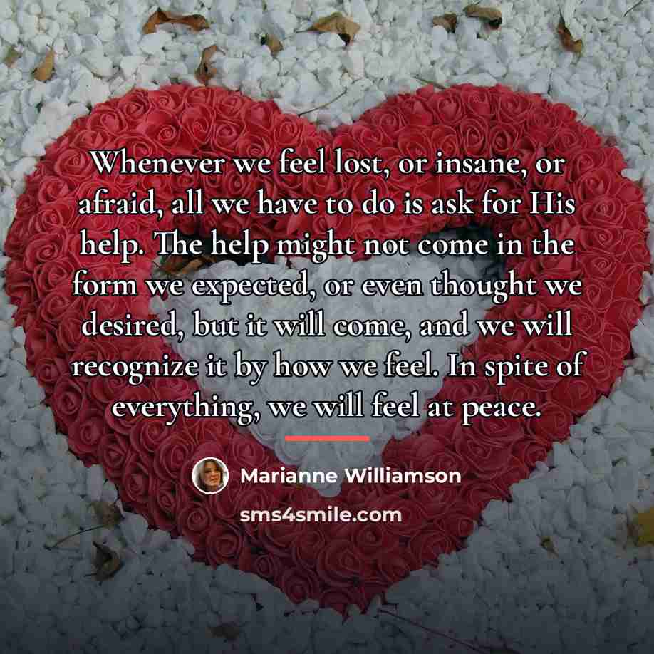“Whenever we feel lost, or insane, or afraid, all we…” quote by Marianne Williamson