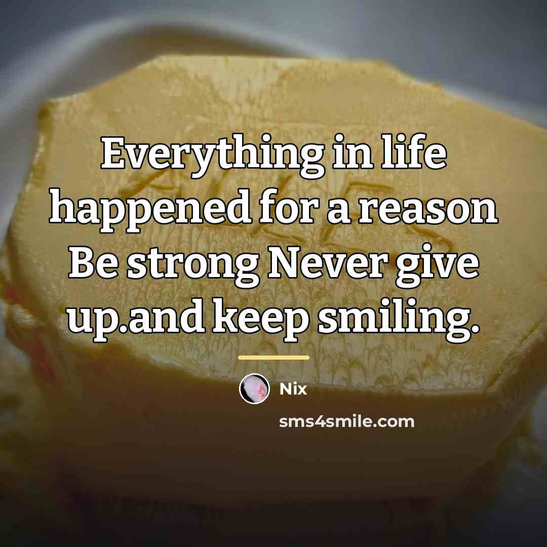 “Everything in life happened for a reason Be strong Never…” quote by Nix