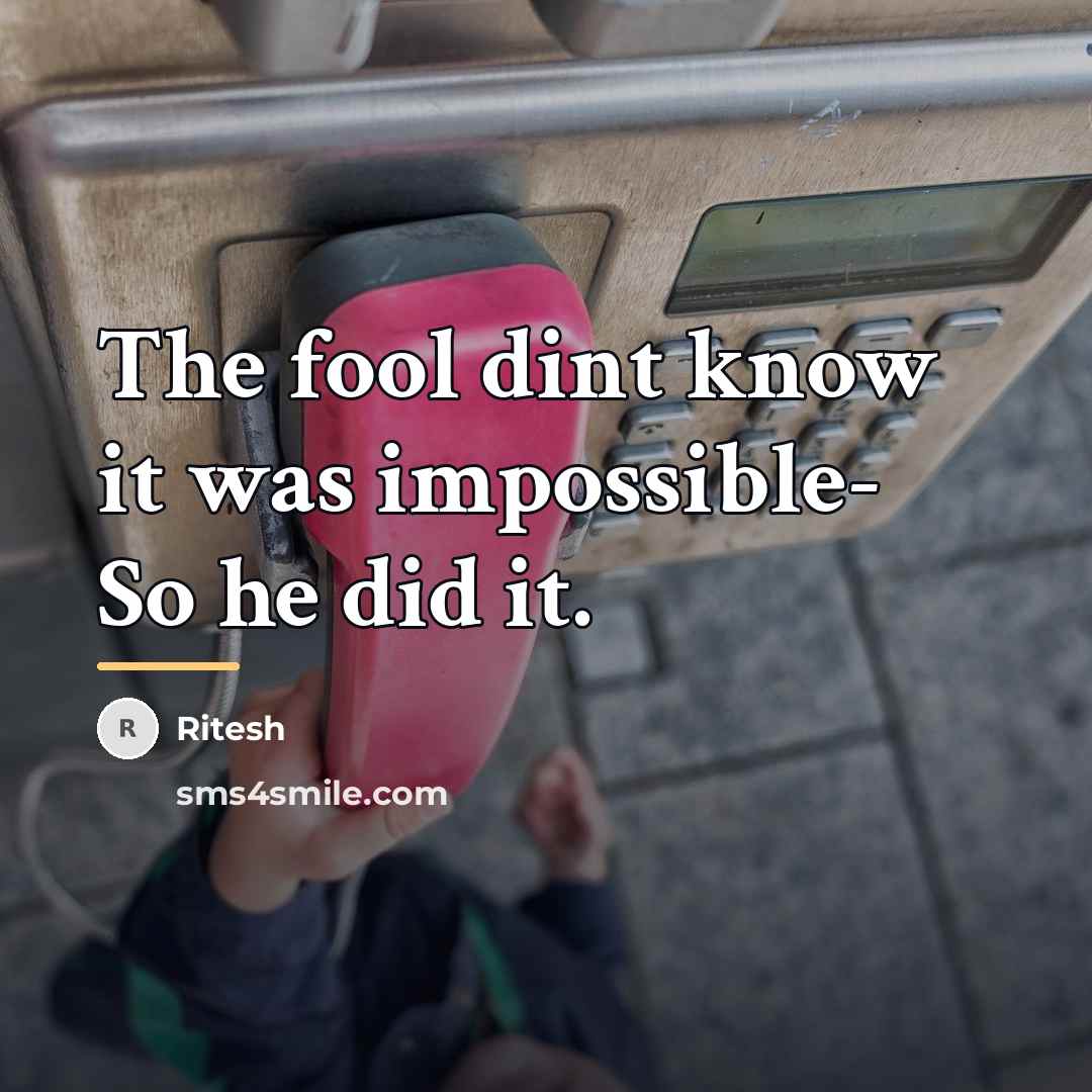 “The fool dint know it was impossible- So he did…” quote by Ritesh