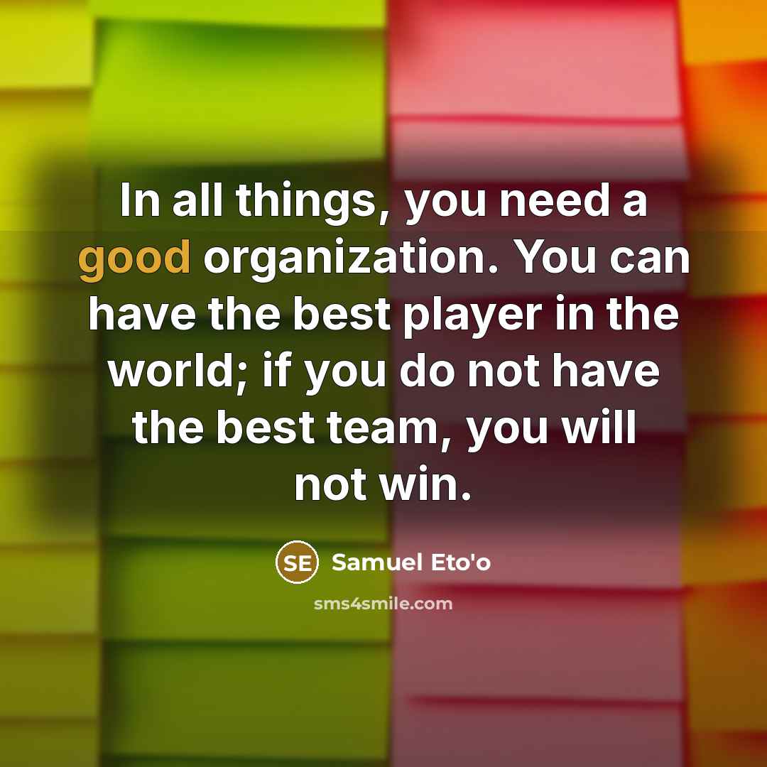 “In all things, you need a good organization. You can…” quote by Samuel Eto'o