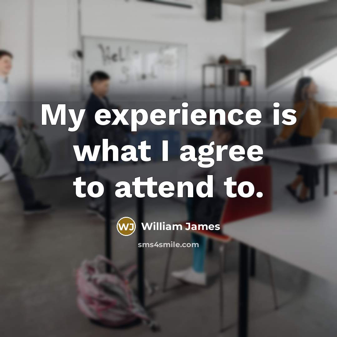 “My experience is what I agree to attend to.…” quote by William James