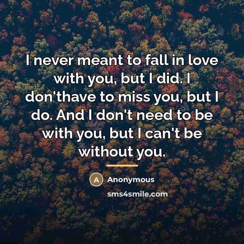 “I never meant to fall in love with you, but…” quote by Anonymous