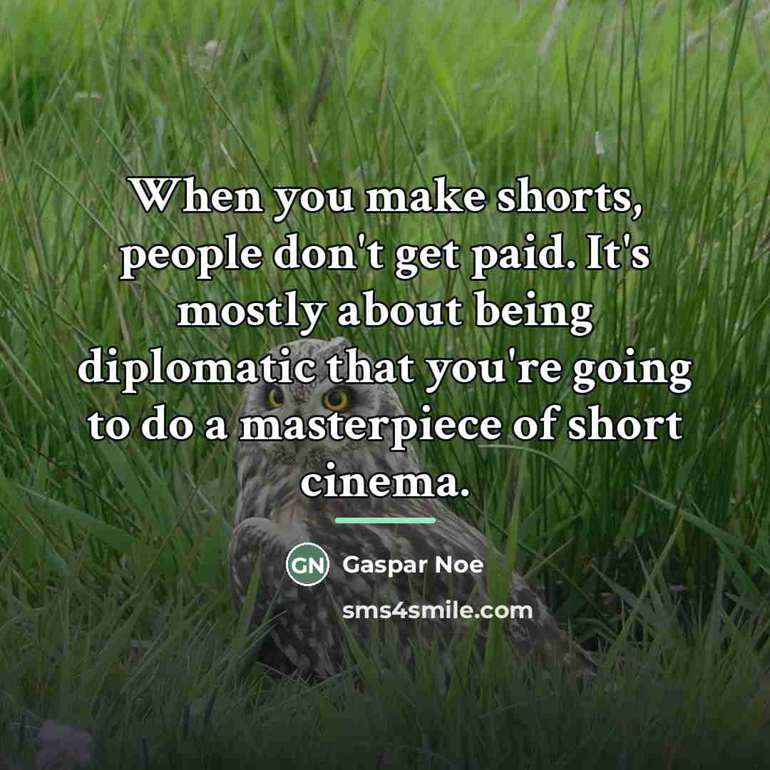 “When you make shorts, people don't get paid. It's mostly…” quote by Gaspar Noe