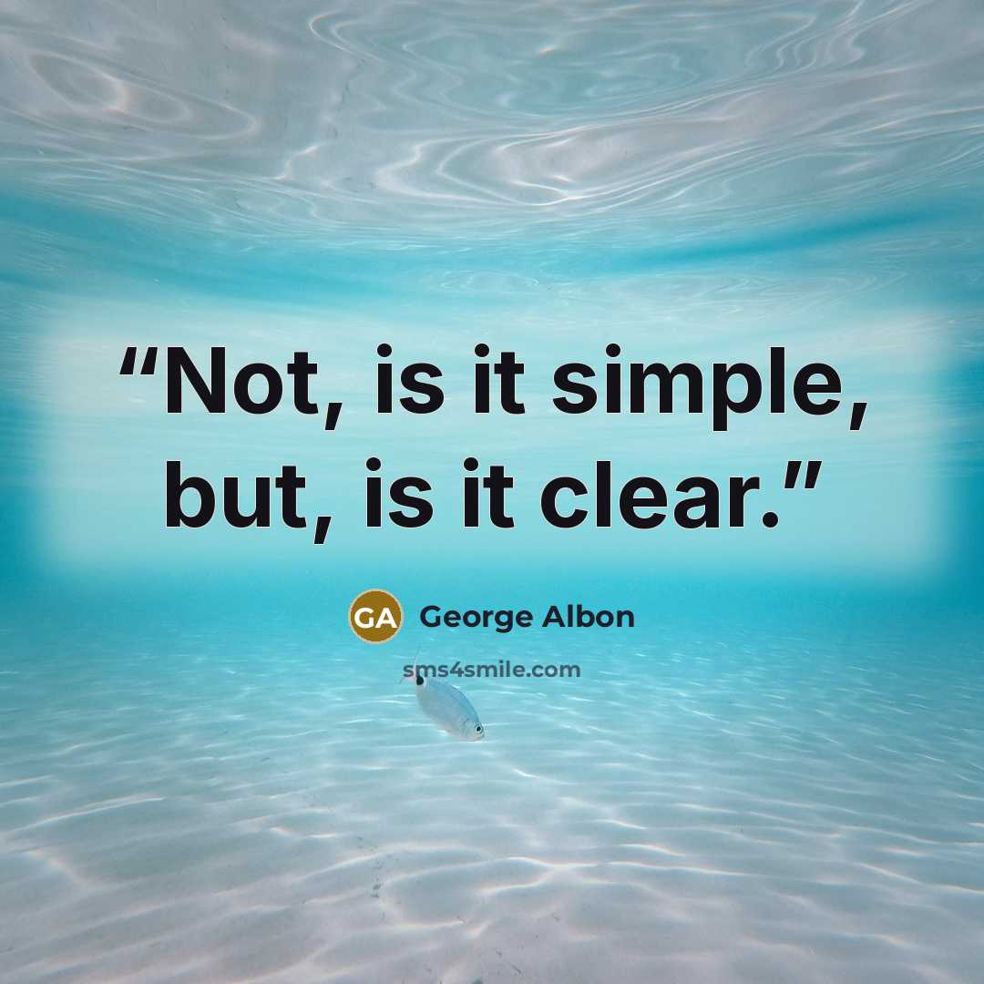 “Not, is it simple, but, is it clear.” quote by George Albon