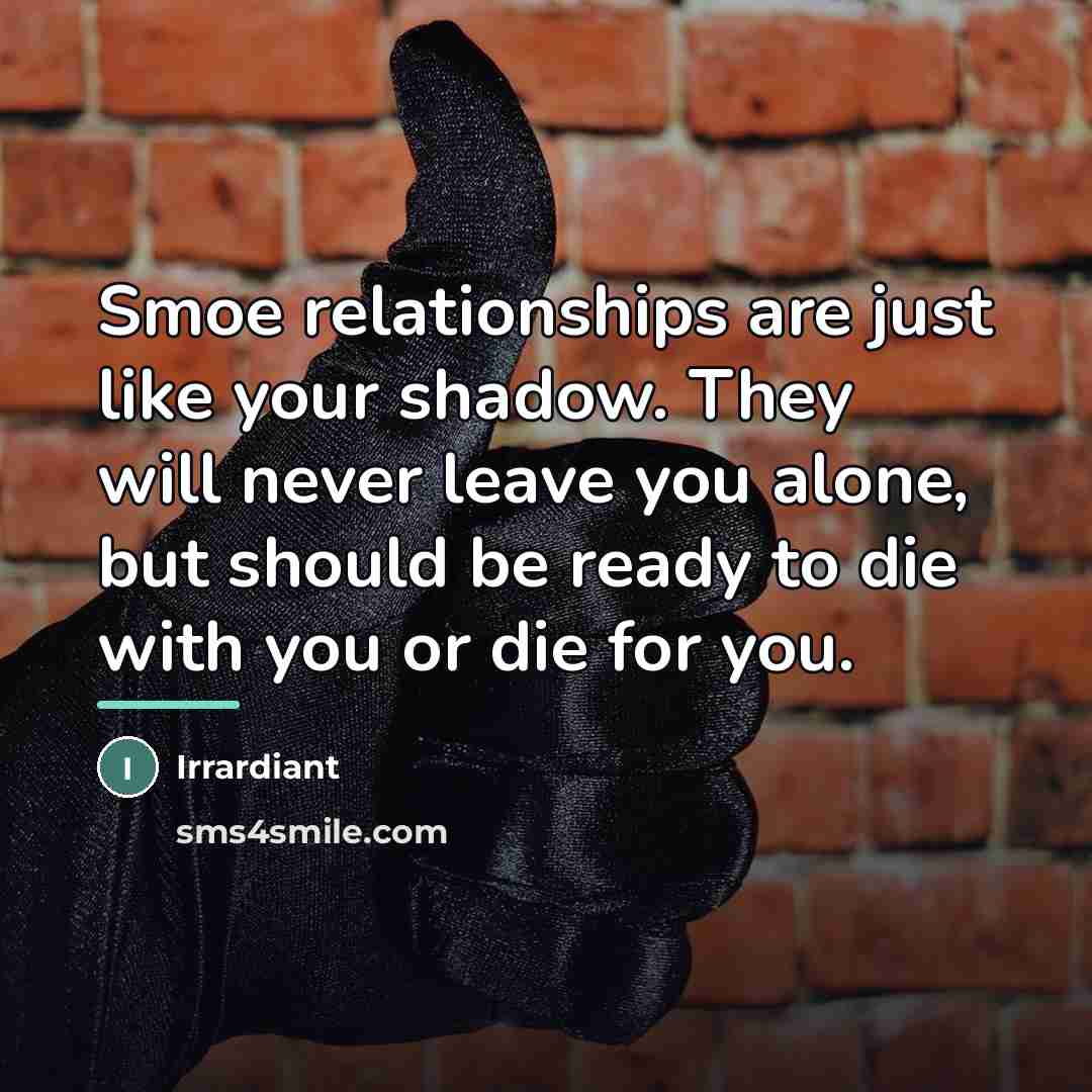 “Smoe relationships are just like your shadow. They will never…” quote by Irrardiant