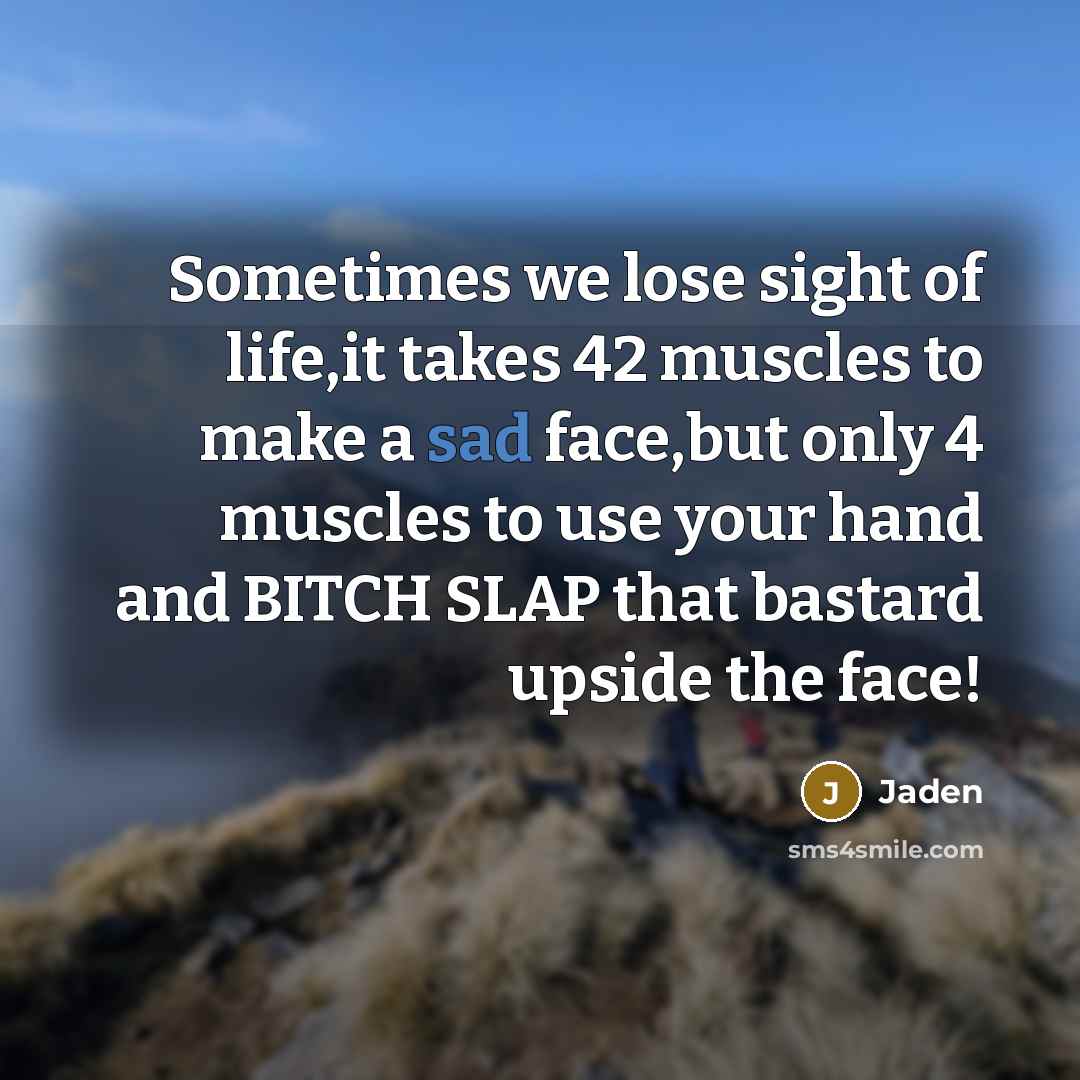 “Sometimes we lose sight of life,it takes 42 muscles to…” quote by Jaden