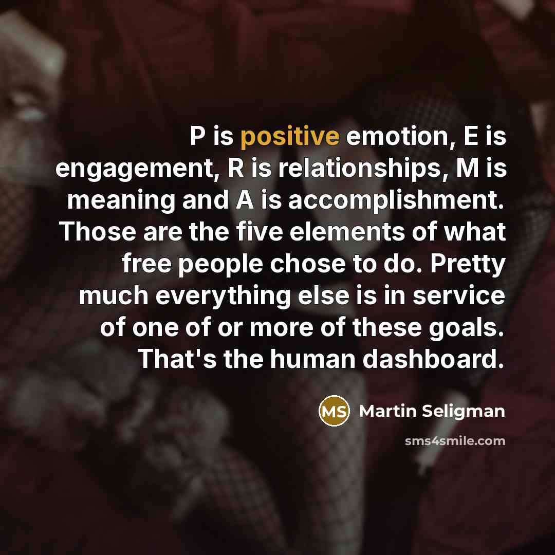 “P is positive emotion, E is engagement, R is relationships,…” quote by Martin Seligman