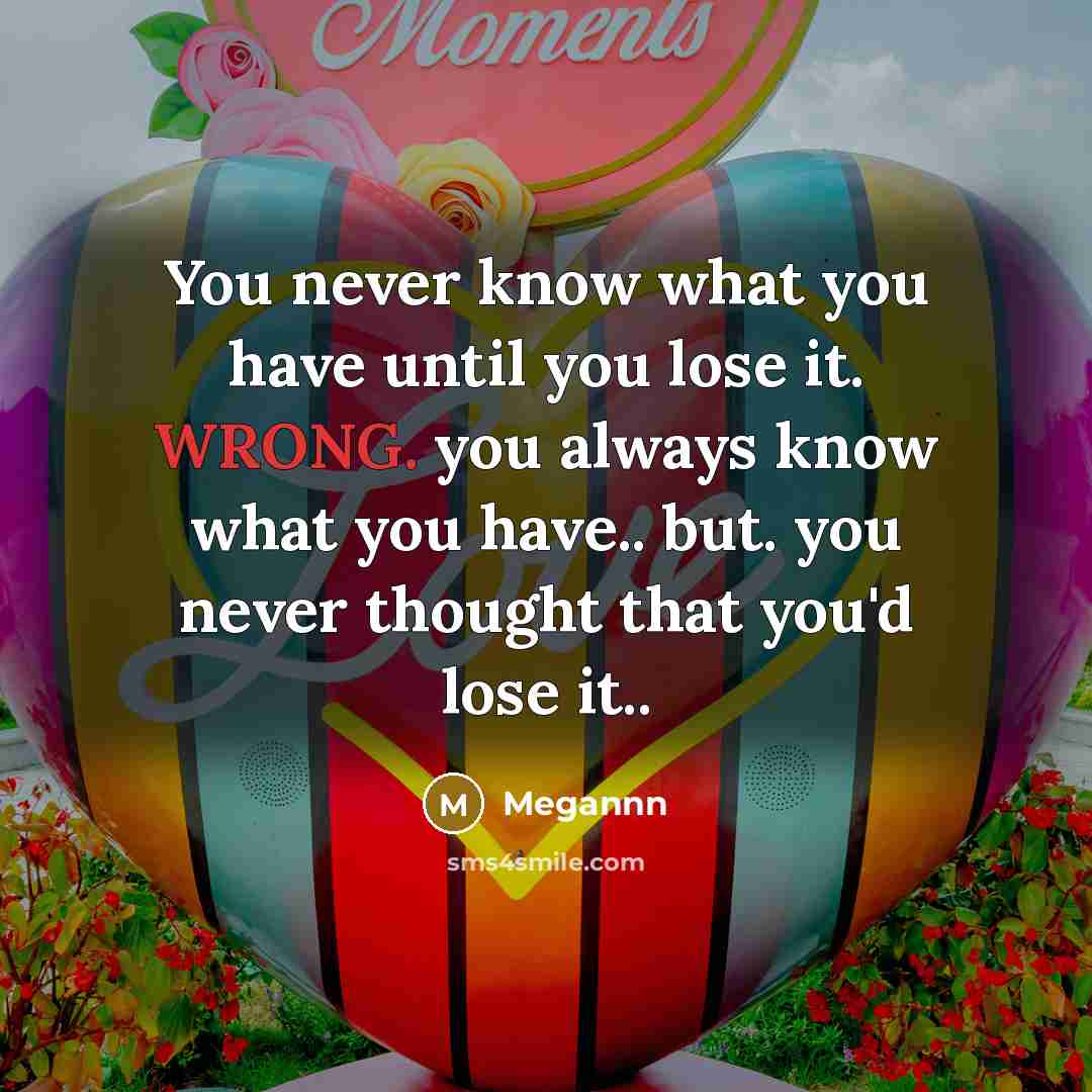 “You never know what you have until you lose it.…” quote by Megannn
