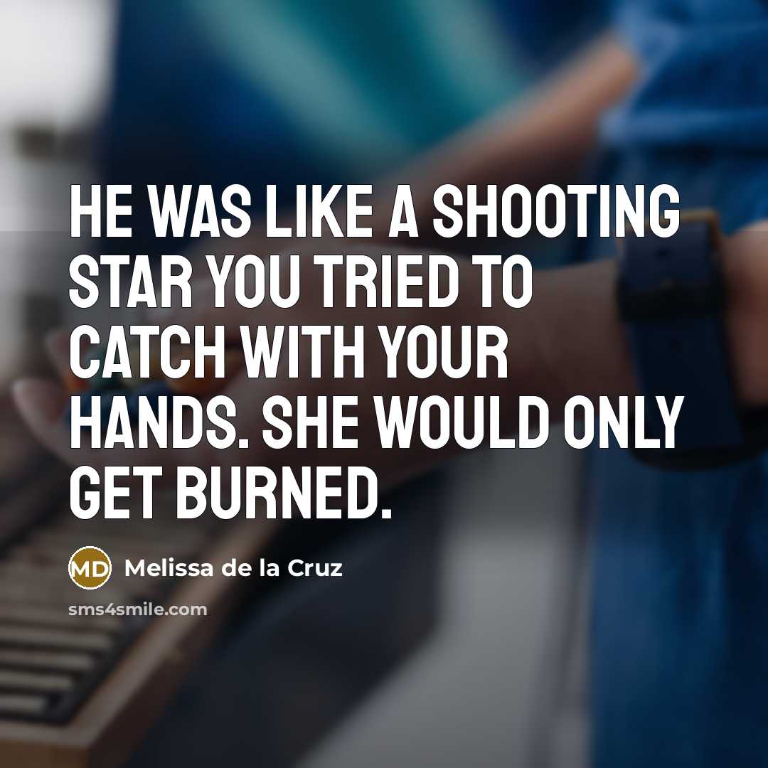 “He was like a shooting star you tried to catch…” quote by Melissa de la Cruz