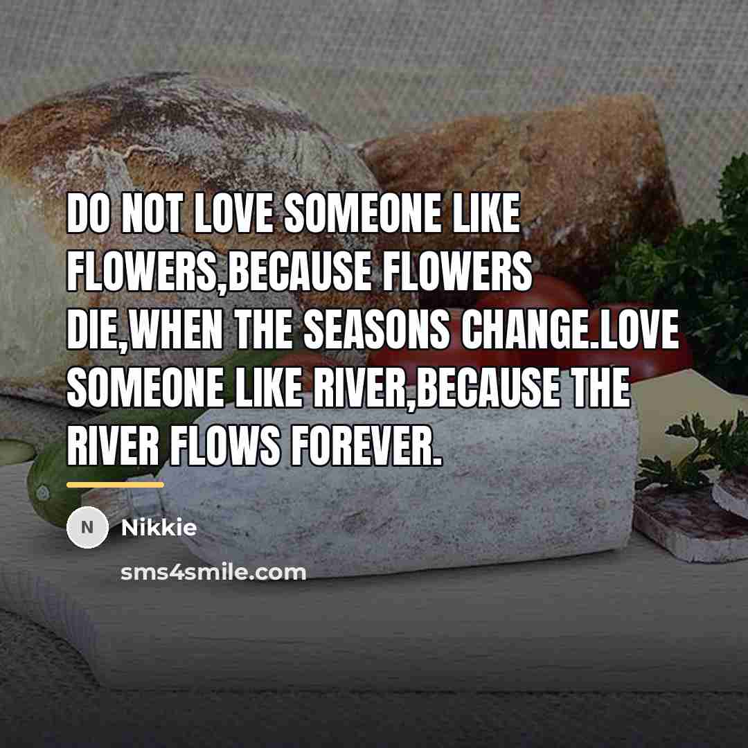 “Do not love someone like Flowers,because flowers die,when the seasons…” quote by Nikkie