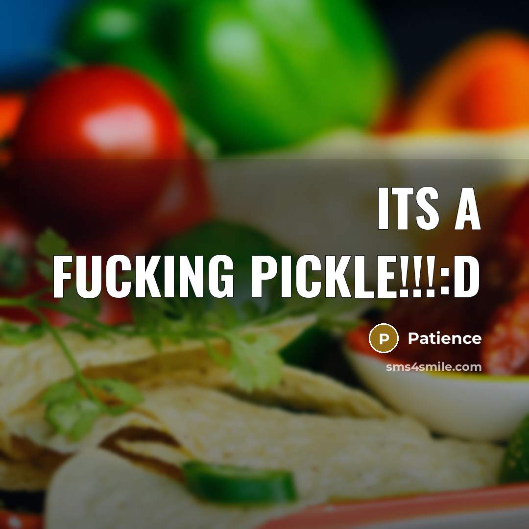 “ITS A FUCKING PICKLE!!!:D” quote by Patience