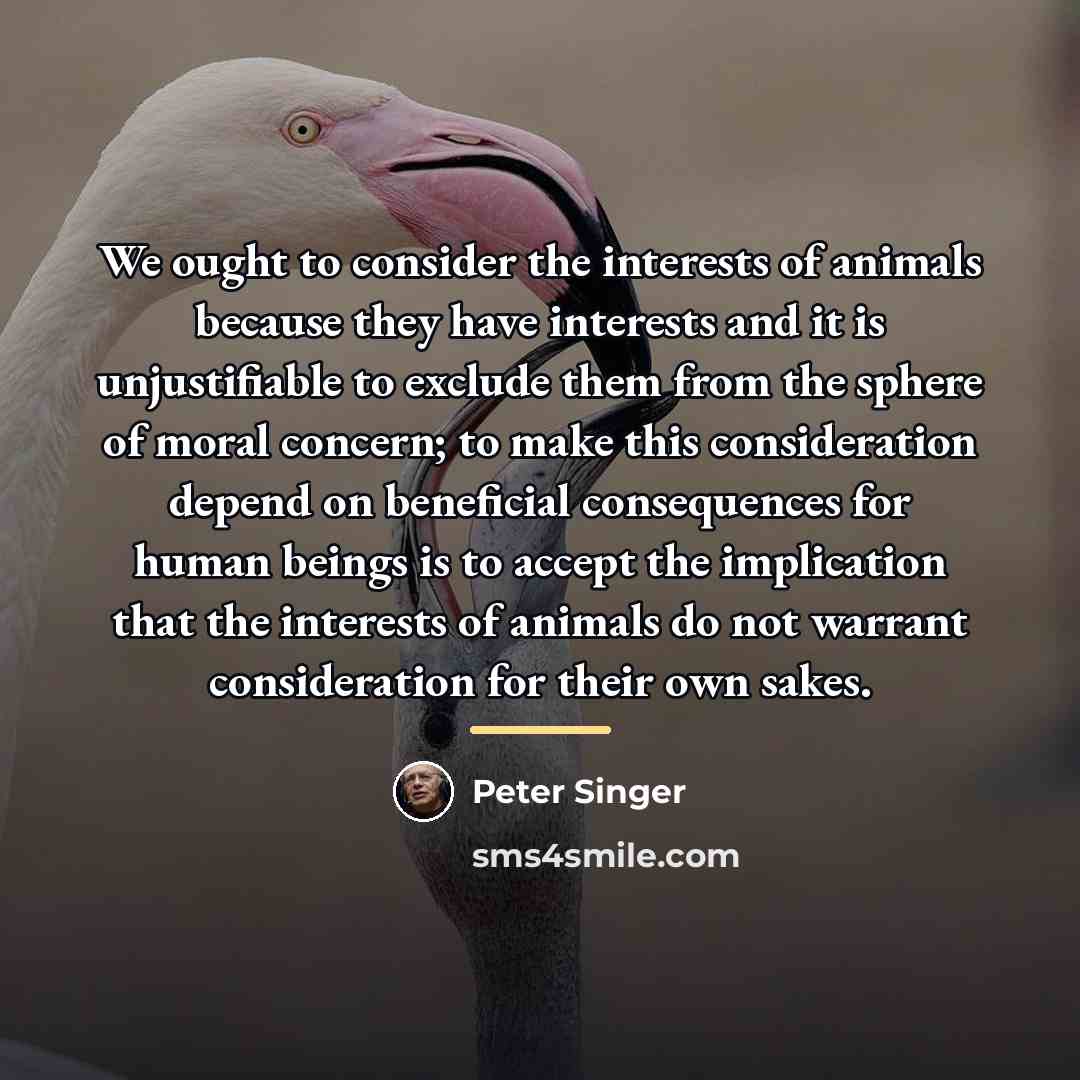 “We ought to consider the interests of animals because they…” quote by Peter Singer