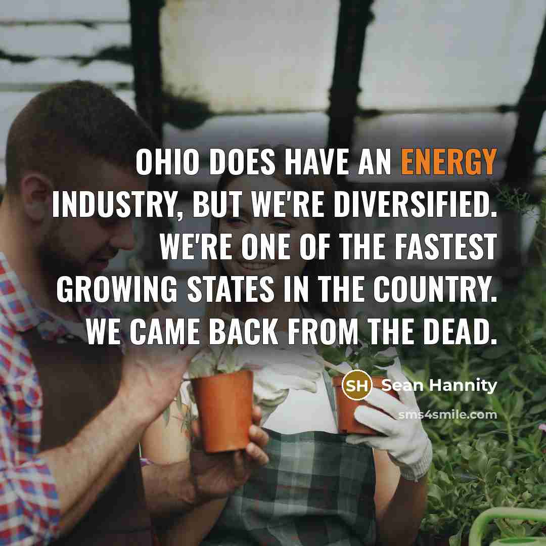 “Ohio does have an energy industry, but we're diversified. We're…” quote by Sean Hannity