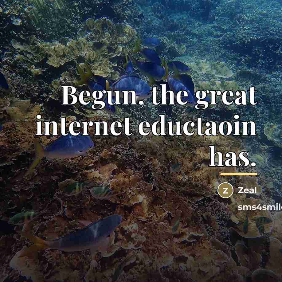 “Begun, the great internet eductaoin has.…” quote by Zeal