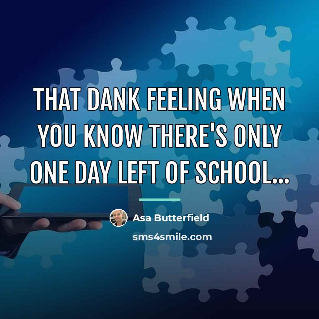 “That dank feeling when you know there's only one day…” quote by Asa Butterfield