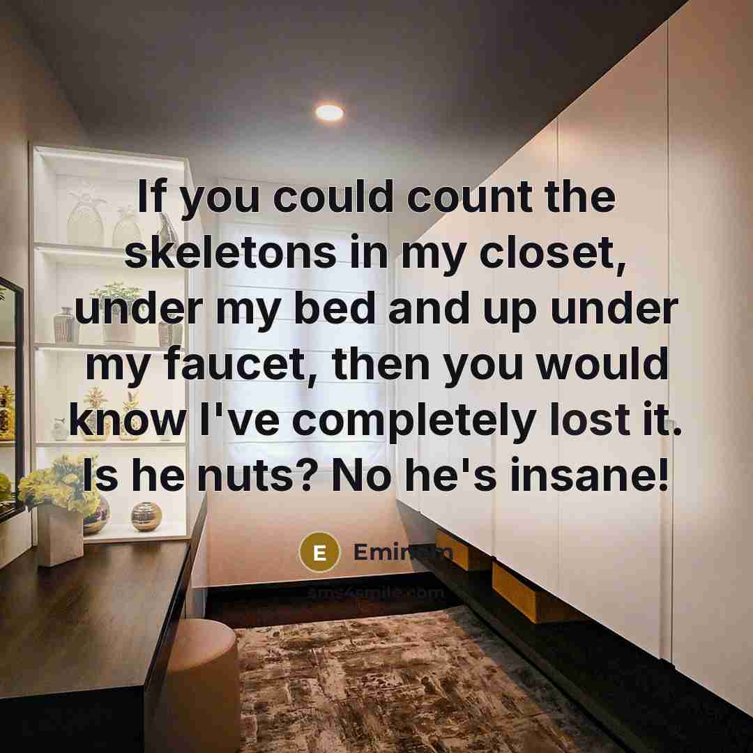 “If you could count the skeletons in my closet, under…” quote by Eminem