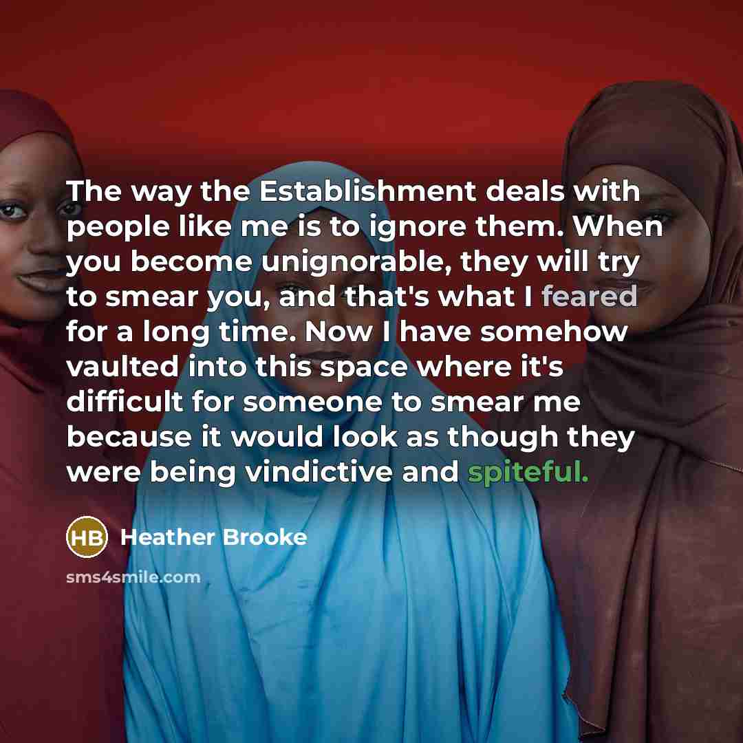 “The way the Establishment deals with people like me is…” quote by Heather Brooke
