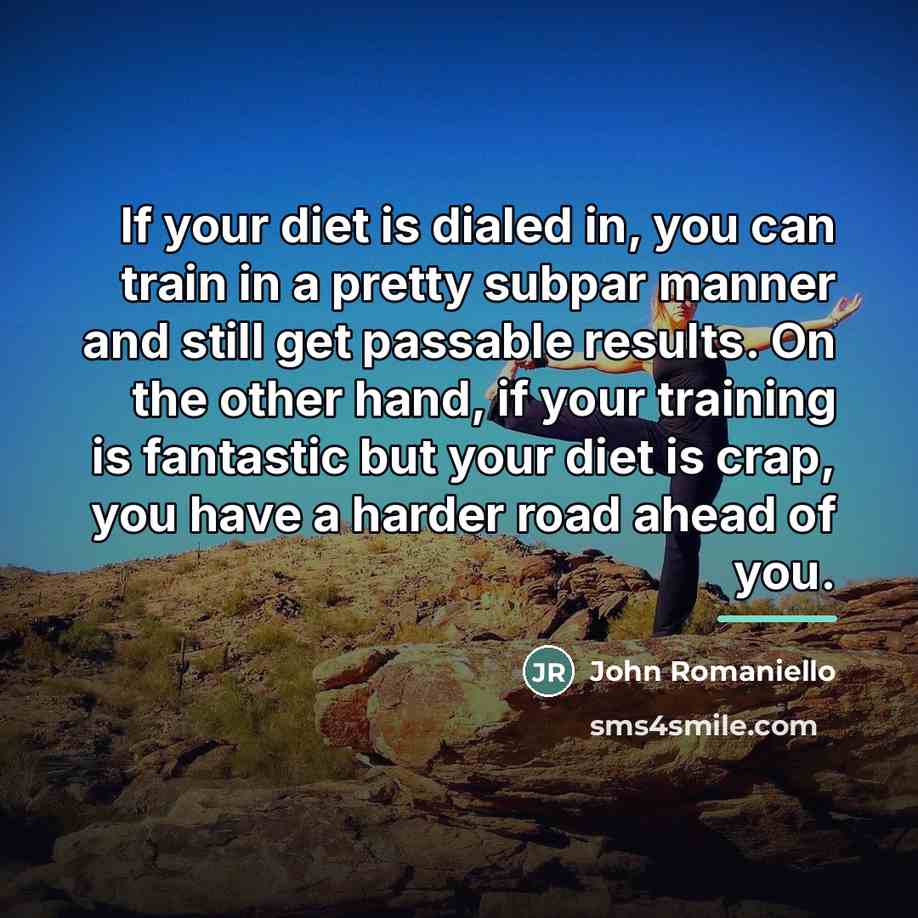 “If your diet is dialed in, you can train in…” quote by John Romaniello