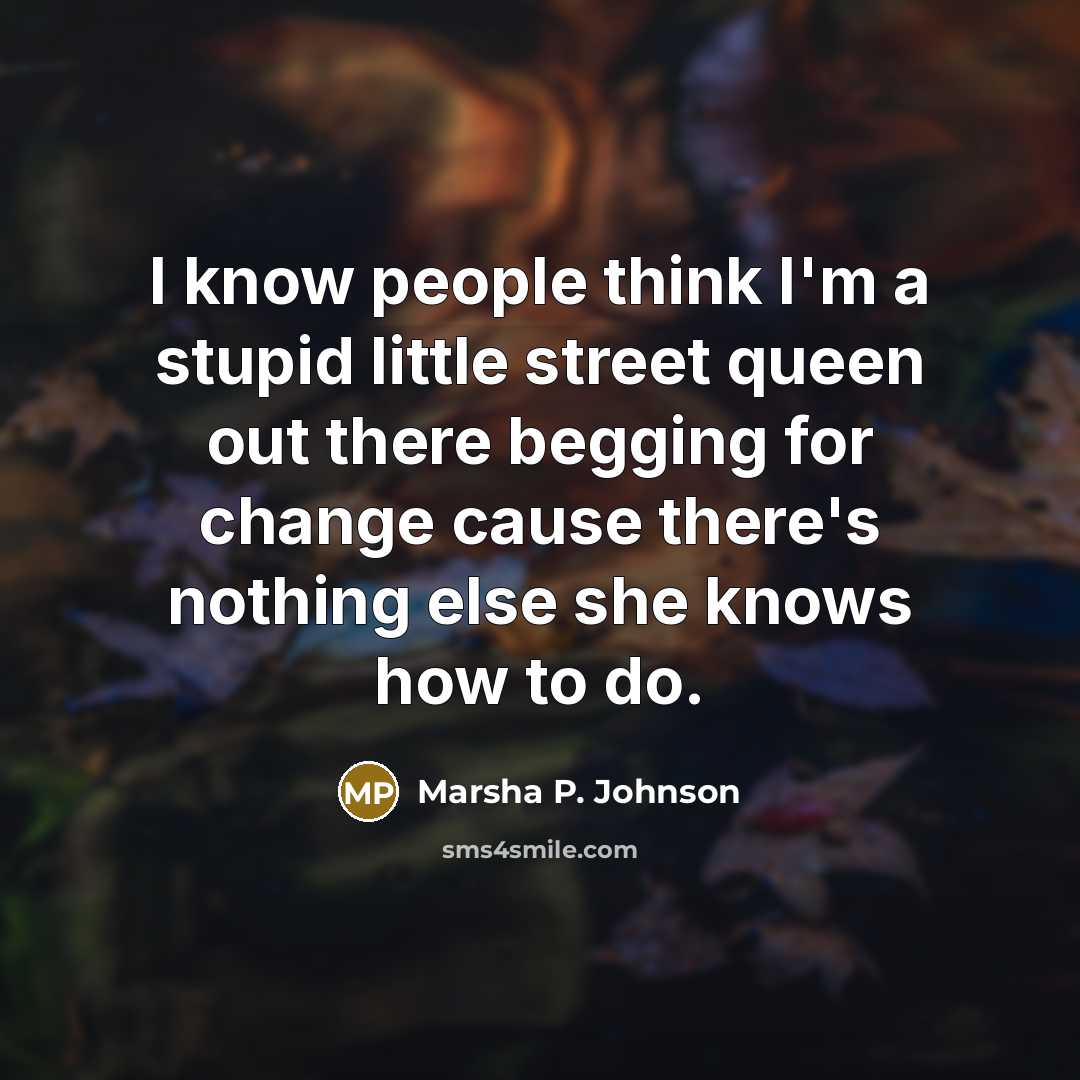 “I know people think I'm a stupid little street queen…” quote by Marsha P. Johnson