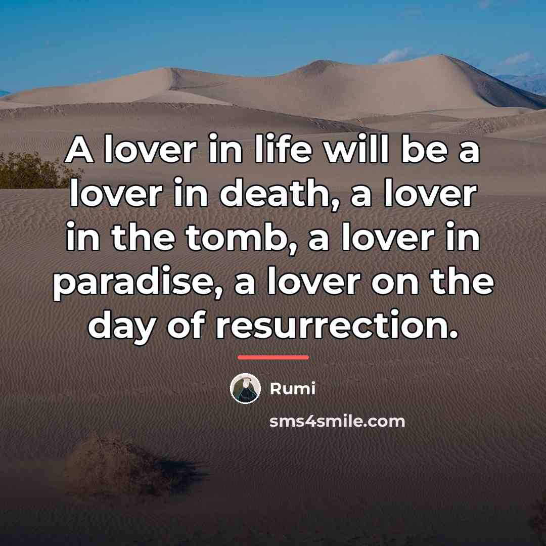 “A lover in life will be a lover in death,…” quote by Rumi
