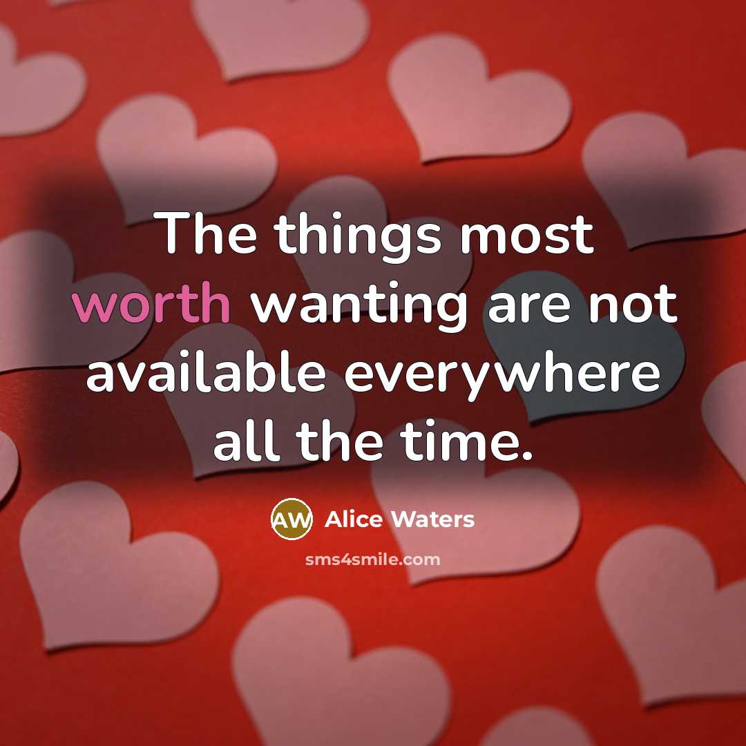 “The things most worth wanting are not available everywhere all…” quote by Alice Waters