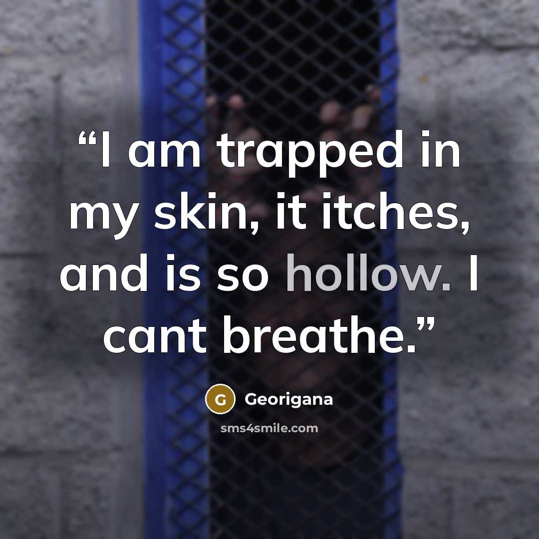 “I am trapped in my skin, it itches, and is so hollow. I cant breathe.” quote by Georigana