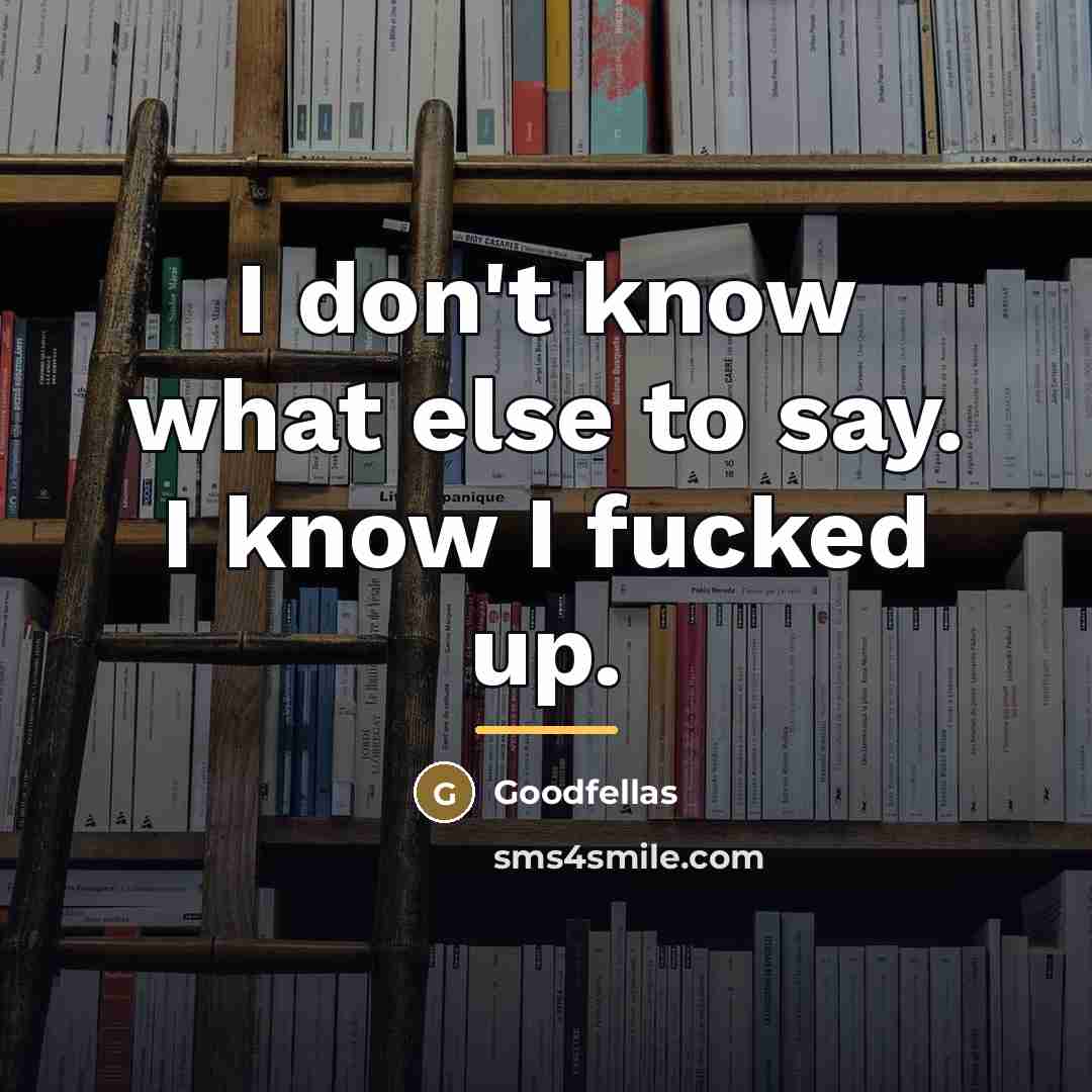 “I don't know what else to say. I know I…” quote by Goodfellas