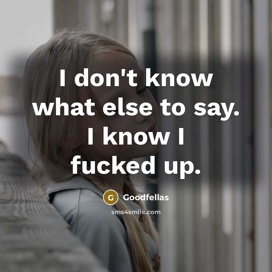 “I don't know what else to say. I know I fucked up.” quote by Goodfellas