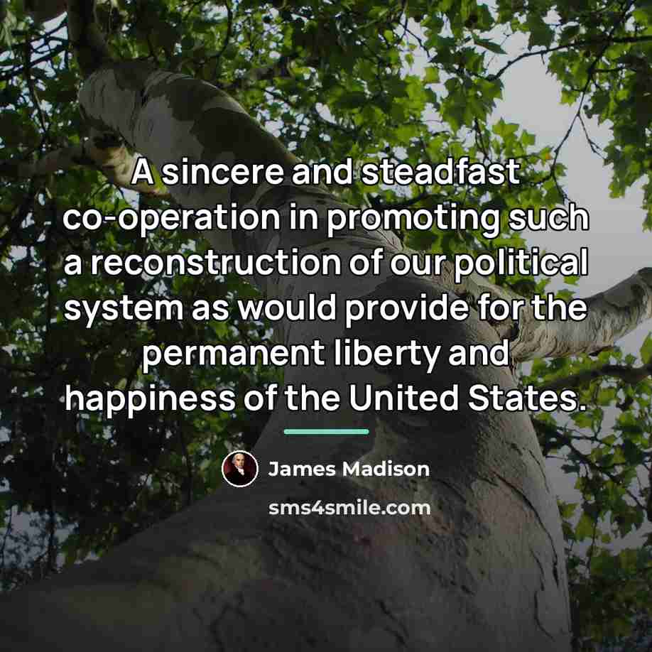 “A sincere and steadfast co-operation in promoting such a reconstruction…” quote by James Madison