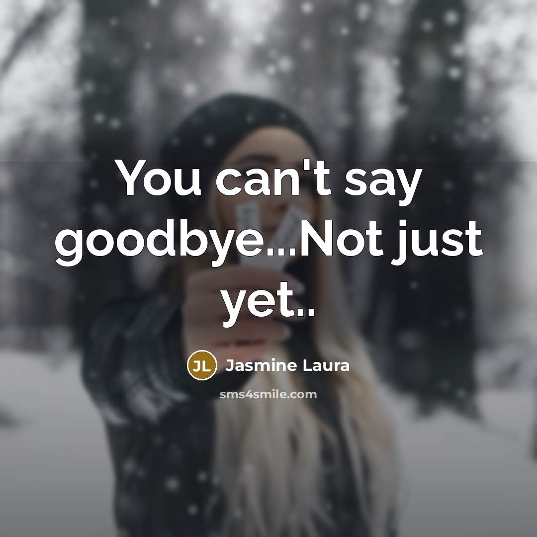 “You can't say goodbye...Not just yet..…” quote by Jasmine Laura