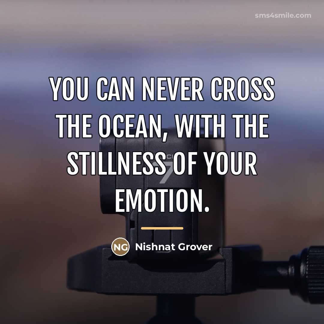 “You can never cross the ocean, with the stillness of…” quote by Nishnat Grover